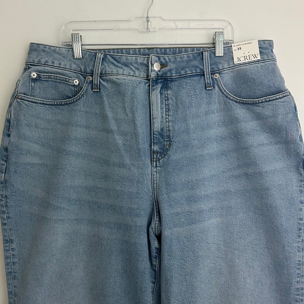 J. Crew Women's '96 Curvy Slim Wide Leg Denim Jeans Light Wash 35 New - Picture 2 of 10
